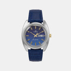 Q Timex Men Quartz Blue Dial Analog Leather Watch TW2Y87100UJ