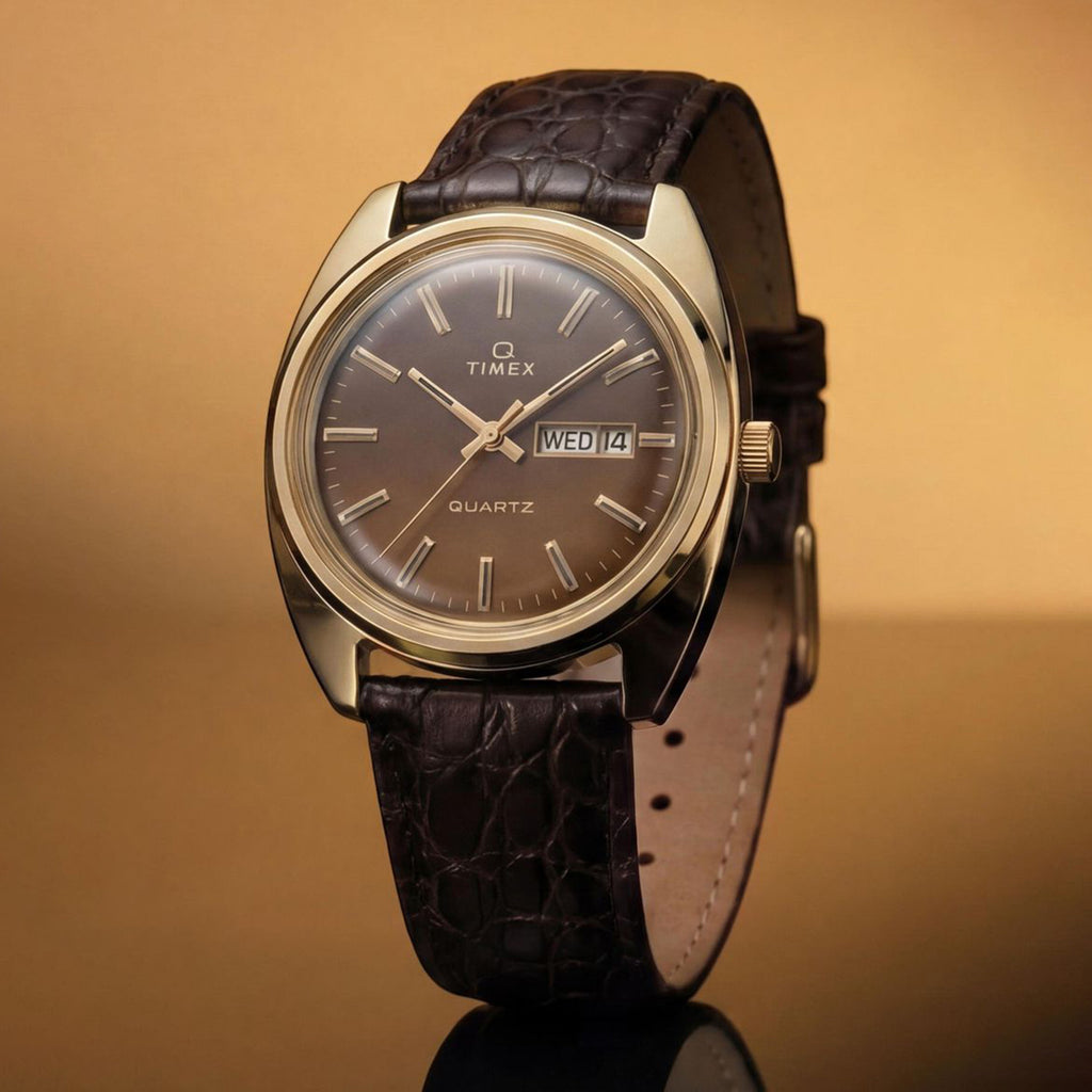 Q Timex Men Quartz Brown Dial Analog Leather Watch TW2Y87200UJ