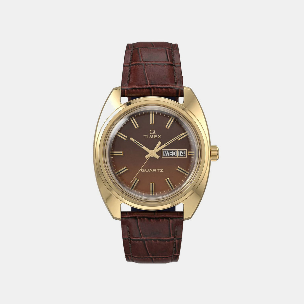 Q Timex Men Quartz Brown Dial Analog Leather Watch TW2Y87200UJ