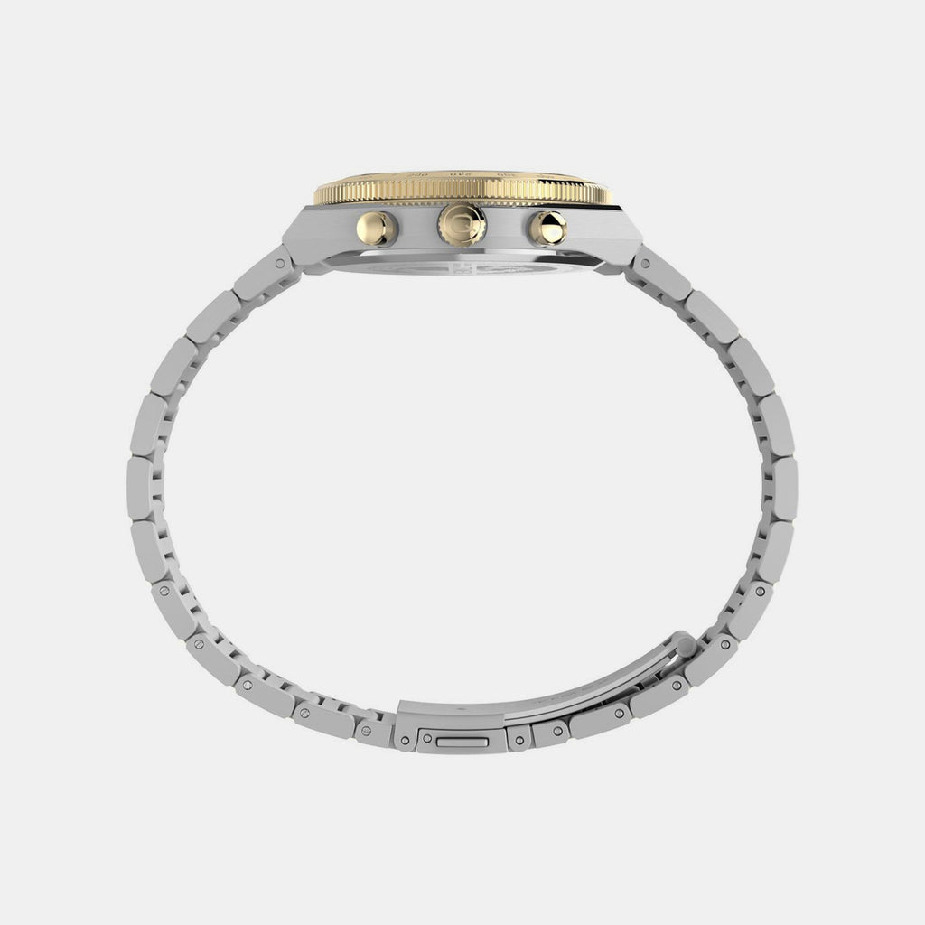 Q Timex Unisex Quartz Gold Dial Analog Stainless Steel Watch TW2Y92300UJ