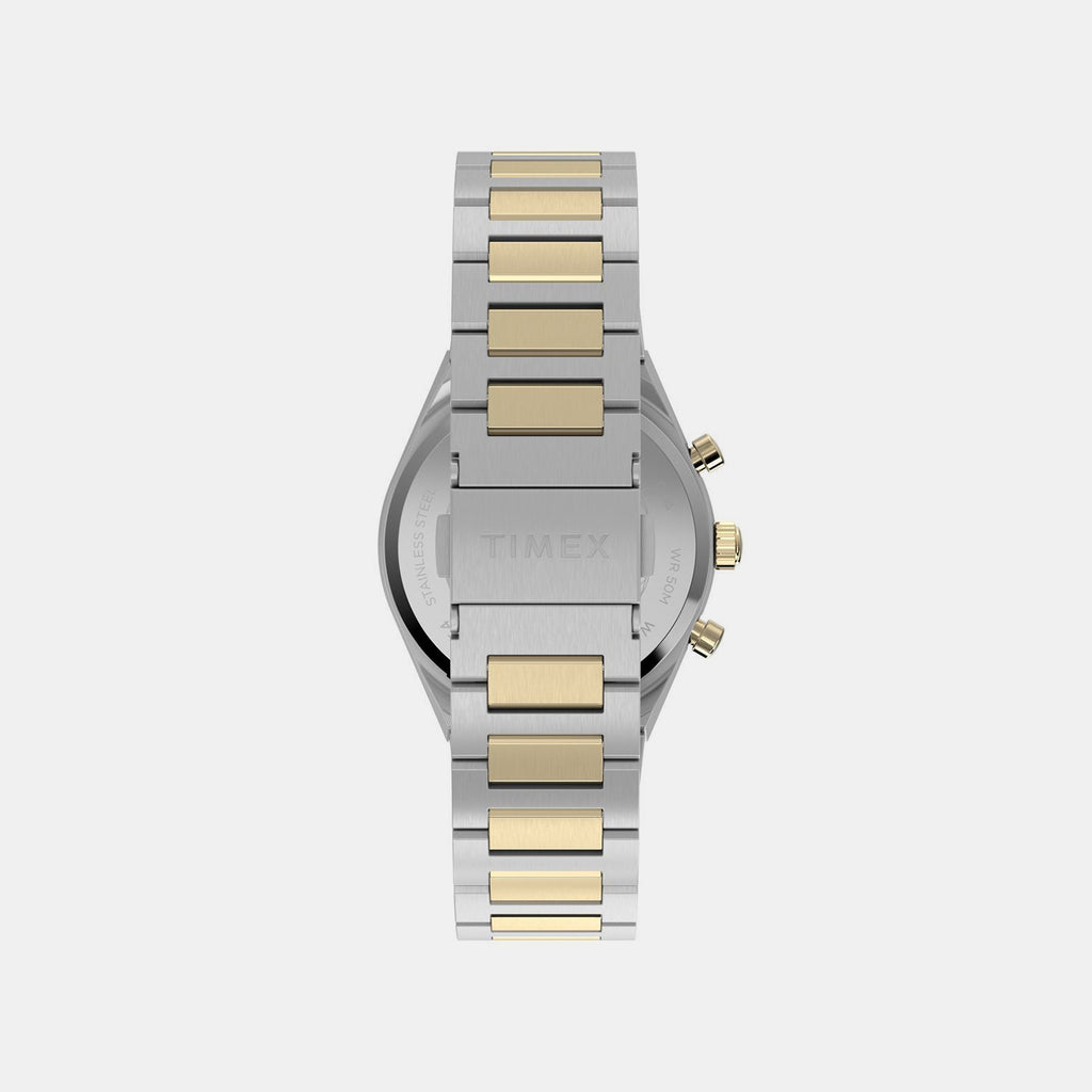 Q Timex Unisex Quartz Gold Dial Analog Stainless Steel Watch TW2Y92300UJ
