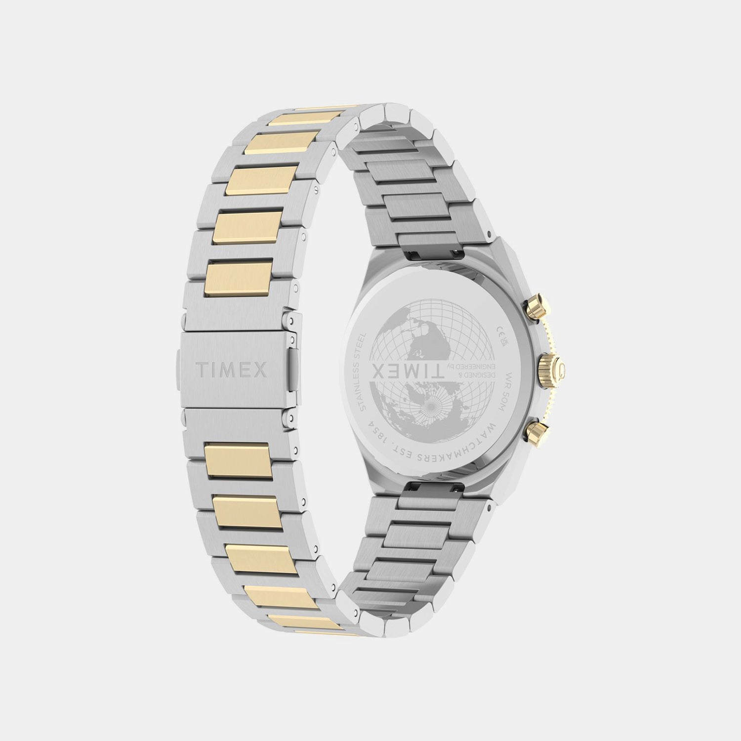 Q Timex Unisex Quartz Gold Dial Analog Stainless Steel Watch TW2Y92300UJ