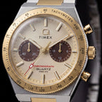 Q Timex Unisex Quartz Gold Dial Analog Stainless Steel Watch TW2Y92300UJ