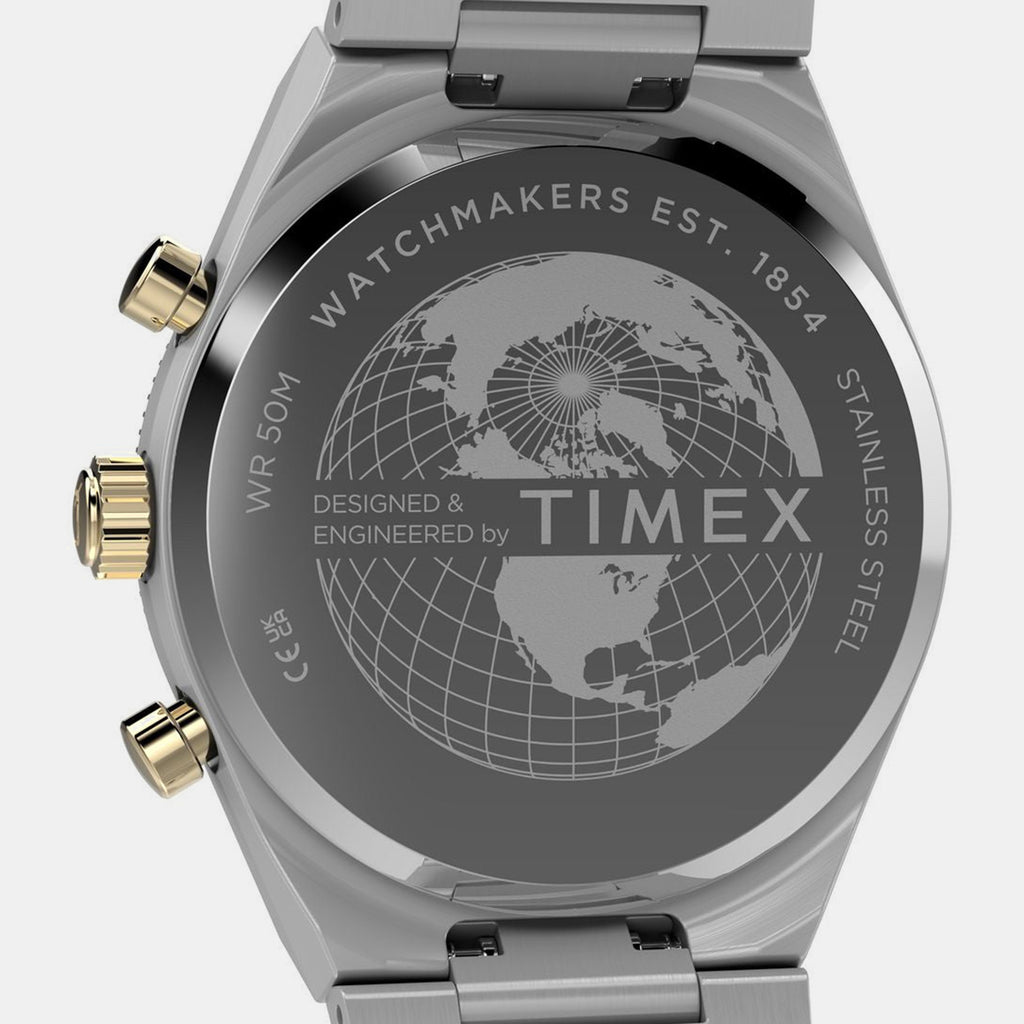 Q Timex Unisex Quartz Gold Dial Analog Stainless Steel Watch TW2Y92300UJ