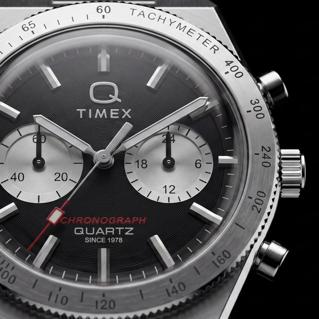Q Timex Unisex Quartz Black Dial Analog Stainless Steel Watch TW2Y93200UJ