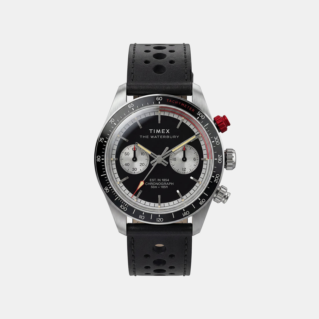 Waterbury Men Quartz Black Dial Chronograph Leather Watch TW2Y93300UJ