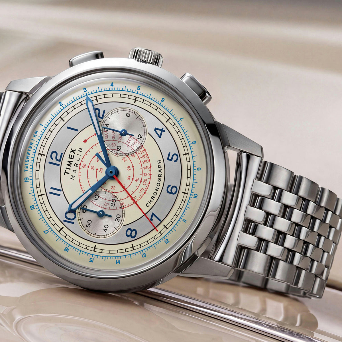 Marlin Men Quartz Silver Dial Chronograph Stainless Steel Watch TW3A00300UJ