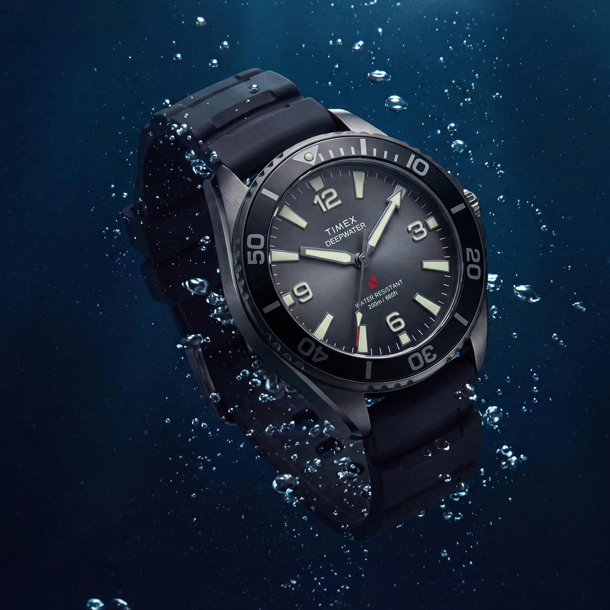 Deepwater Men Quartz Black Dial Analog Rubber Watch TW3A02000UJ