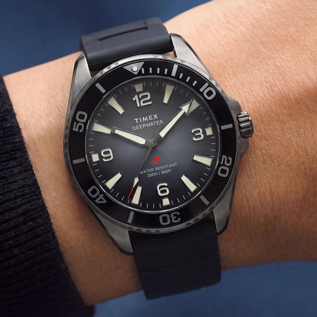 Deepwater Men Quartz Black Dial Analog Rubber Watch TW3A02000UJ