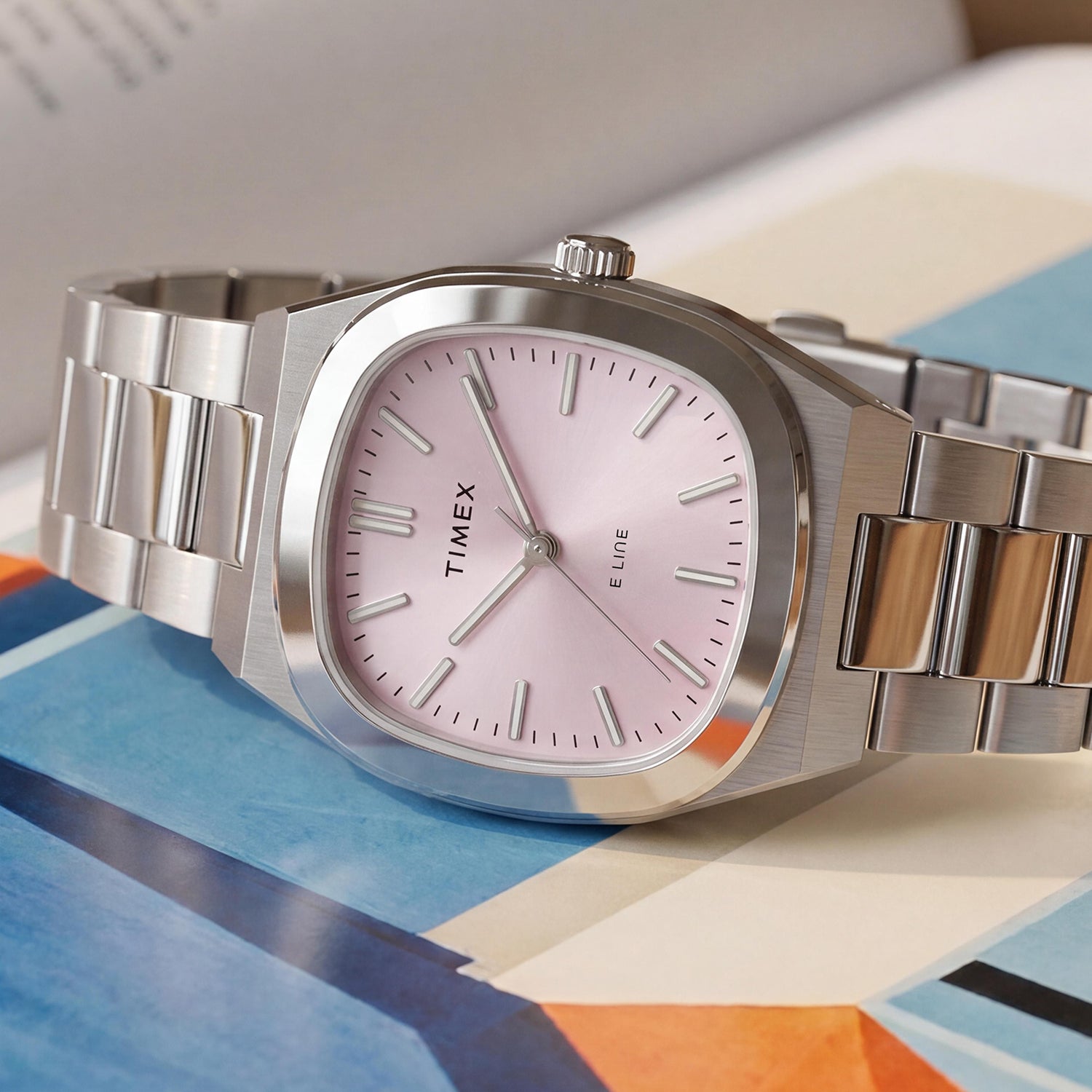 E Line Women Quartz Pink Dial Analog Stainless Steel Watch TW6A01000UJ