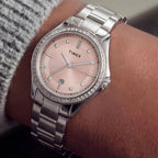 Women Quartz Pink Dial Analog Metal Watch TW6A05800UJ