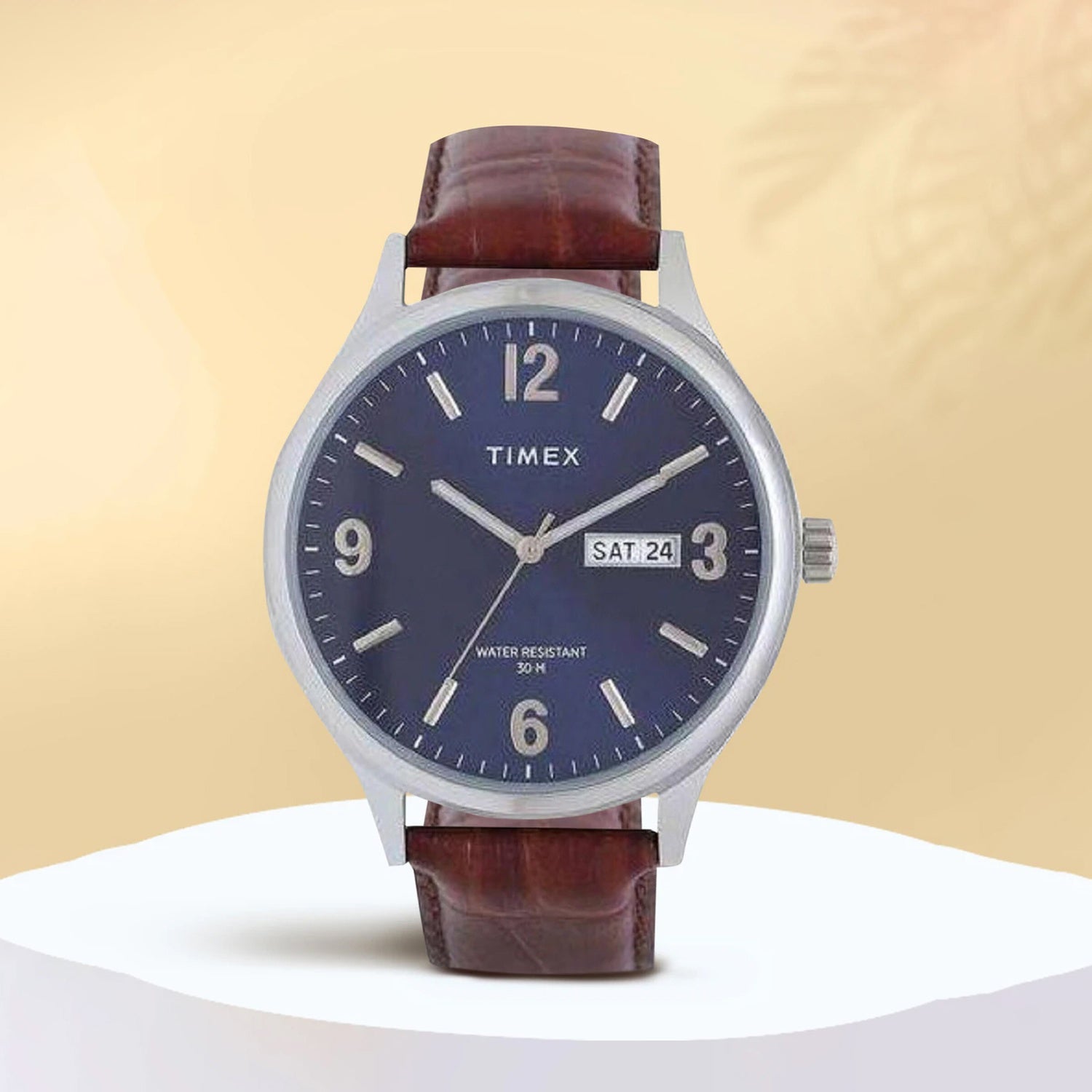 Fashion Men Quartz Blue Dial Analog Leather Watch TWEG18400