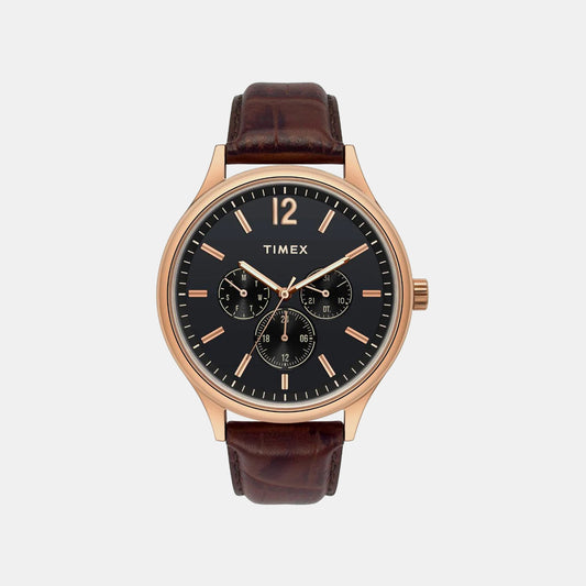 Fashion Men Quartz Blue Dial Chronograph Leather Watch TWEG18404