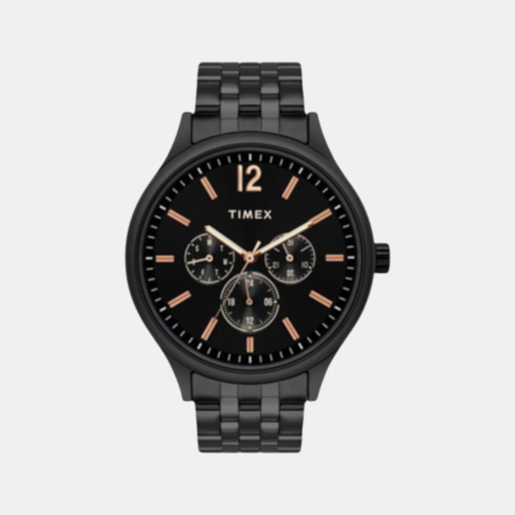 Fashion Men Quartz Black Dial Chronograph Stainless Steel Watch TWEG18405