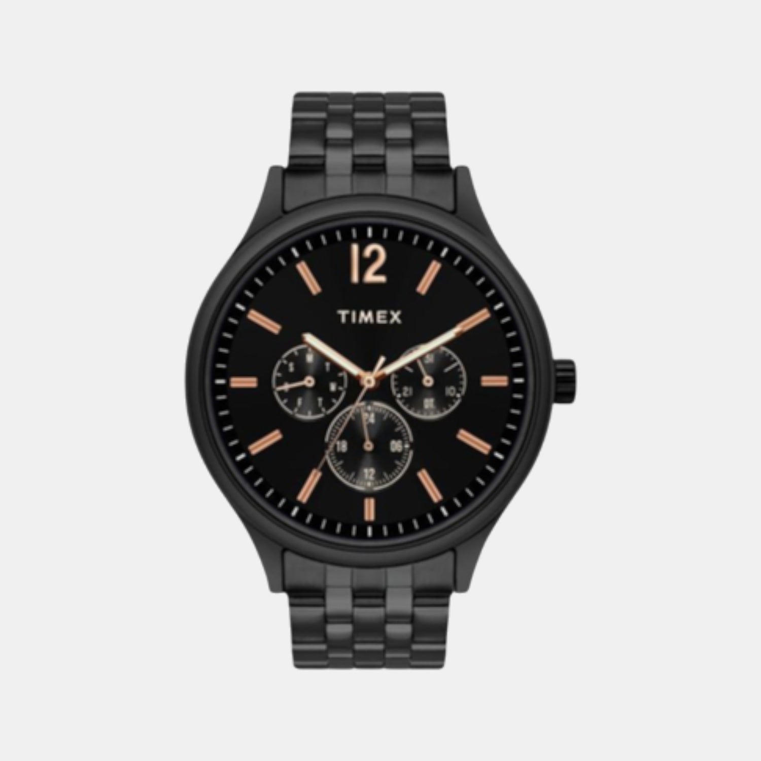 Fashion Men Quartz Black Dial Chronograph Stainless Steel Watch TWEG18405