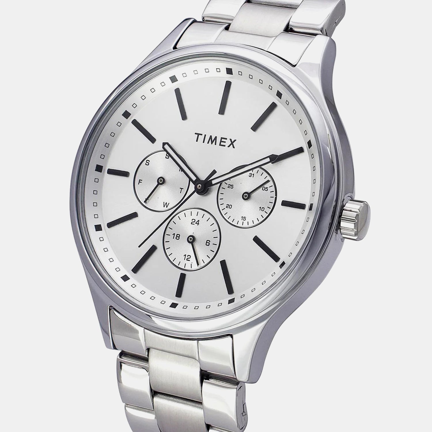 Fashion Men Quartz Silver Dial Chronograph Stainless Steel Watch TWEG18409