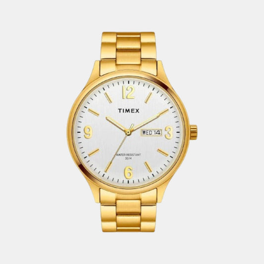 Fashion Men Quartz Silver Dial Analog Stainless Steel Watch TWEG18421