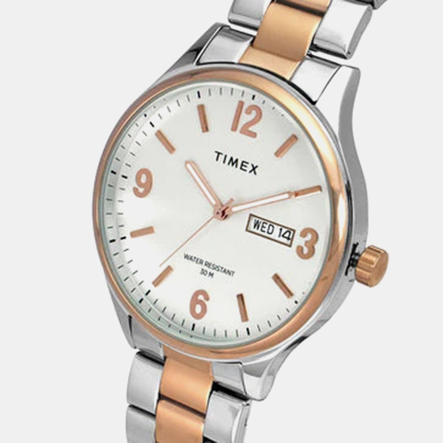 Fashion Men Quartz White Dial Analog Stainless Steel Watch TWEG18423