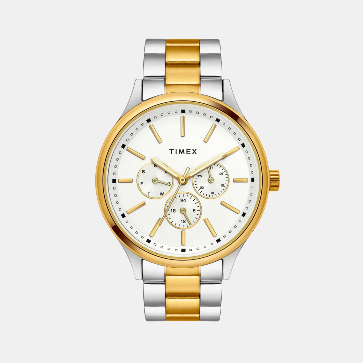 Fashion Men Quartz White Dial Chronograph Stainless Steel Watch TWEG18424