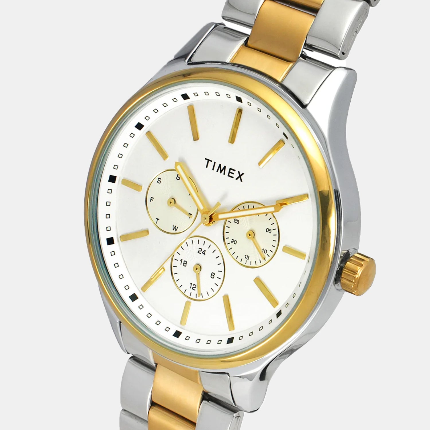 Fashion Men Quartz White Dial Chronograph Stainless Steel Watch TWEG18424