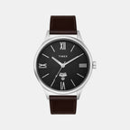 Fashion Men Quartz Black Dial Analog Leather Watch TWEG18426