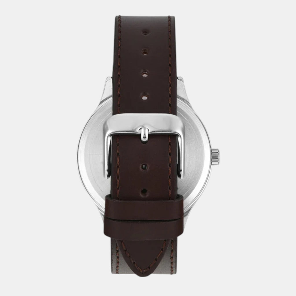 Fashion Men Quartz Black Dial Analog Leather Watch TWEG18426