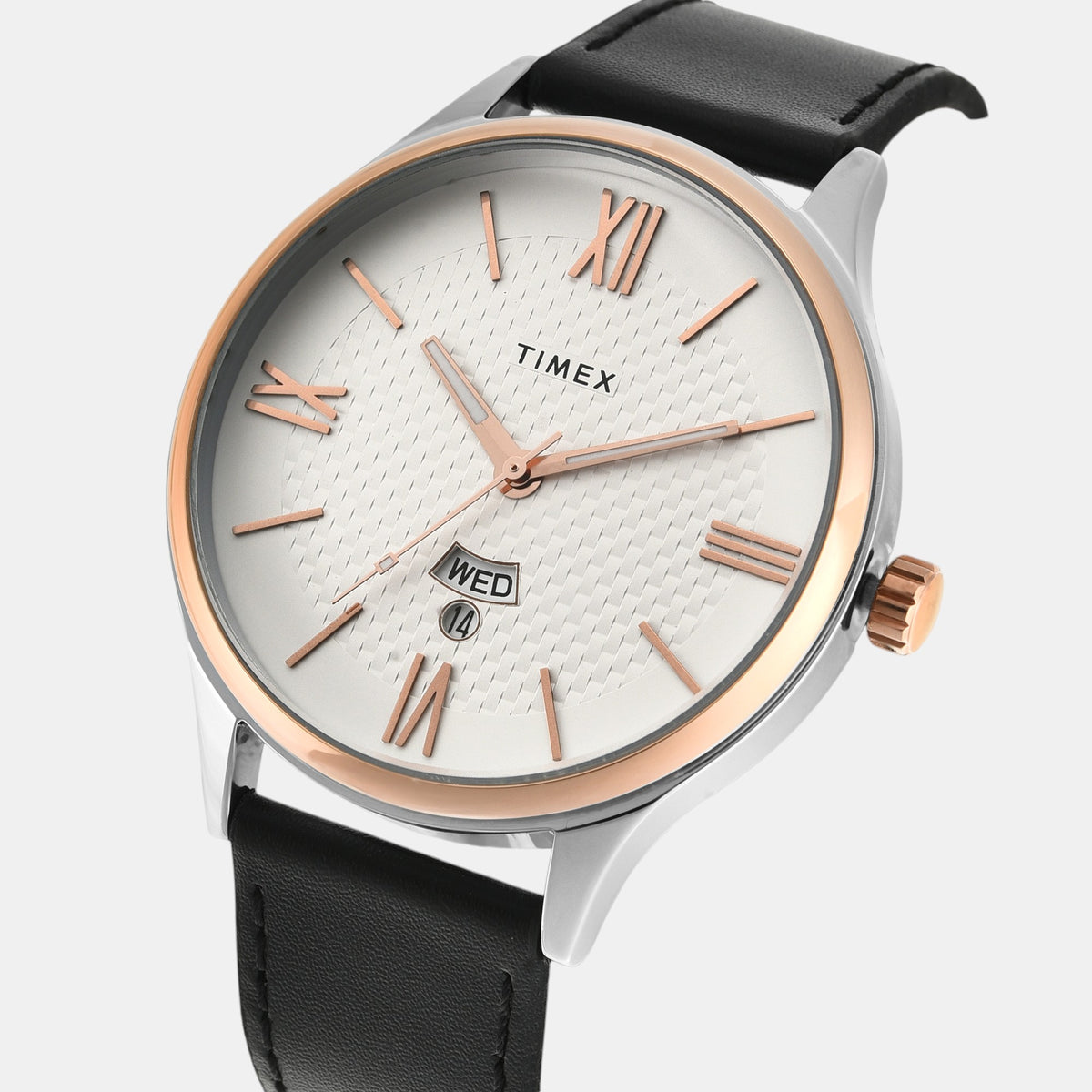 Fashion Men Quartz Silver Dial Analog Leather Watch TWEG18427