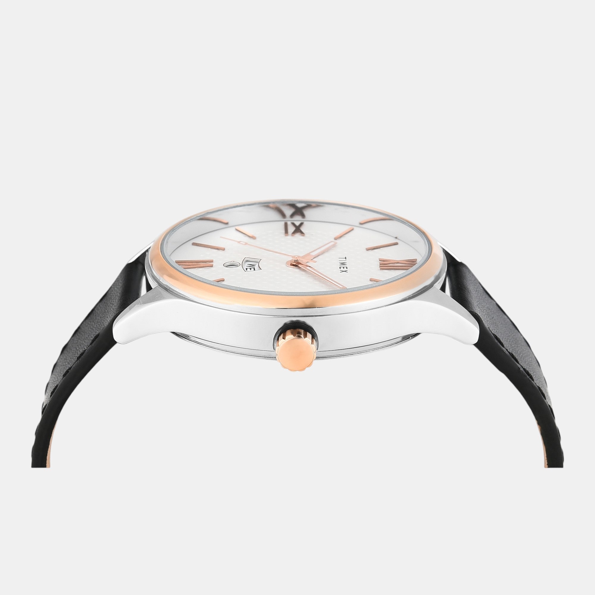 Fashion Men Quartz Silver Dial Analog Leather Watch TWEG18427