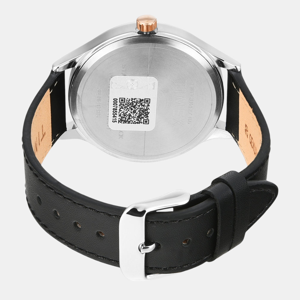 Fashion Men Quartz Silver Dial Analog Leather Watch TWEG18427