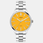 Fashion Men Quartz Yellow Dial Analog Stainless Steel Watch TWEG18428