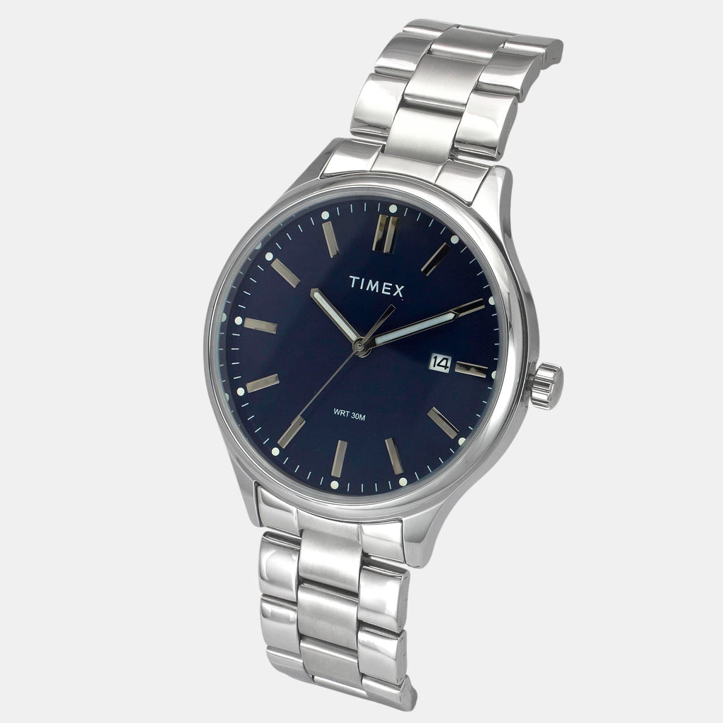 Fashion Men Quartz Dark Blue Dial Analog Stainless Steel Watch TWEG18429