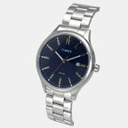 Fashion Men Quartz Dark Blue Dial Analog Stainless Steel Watch TWEG18429