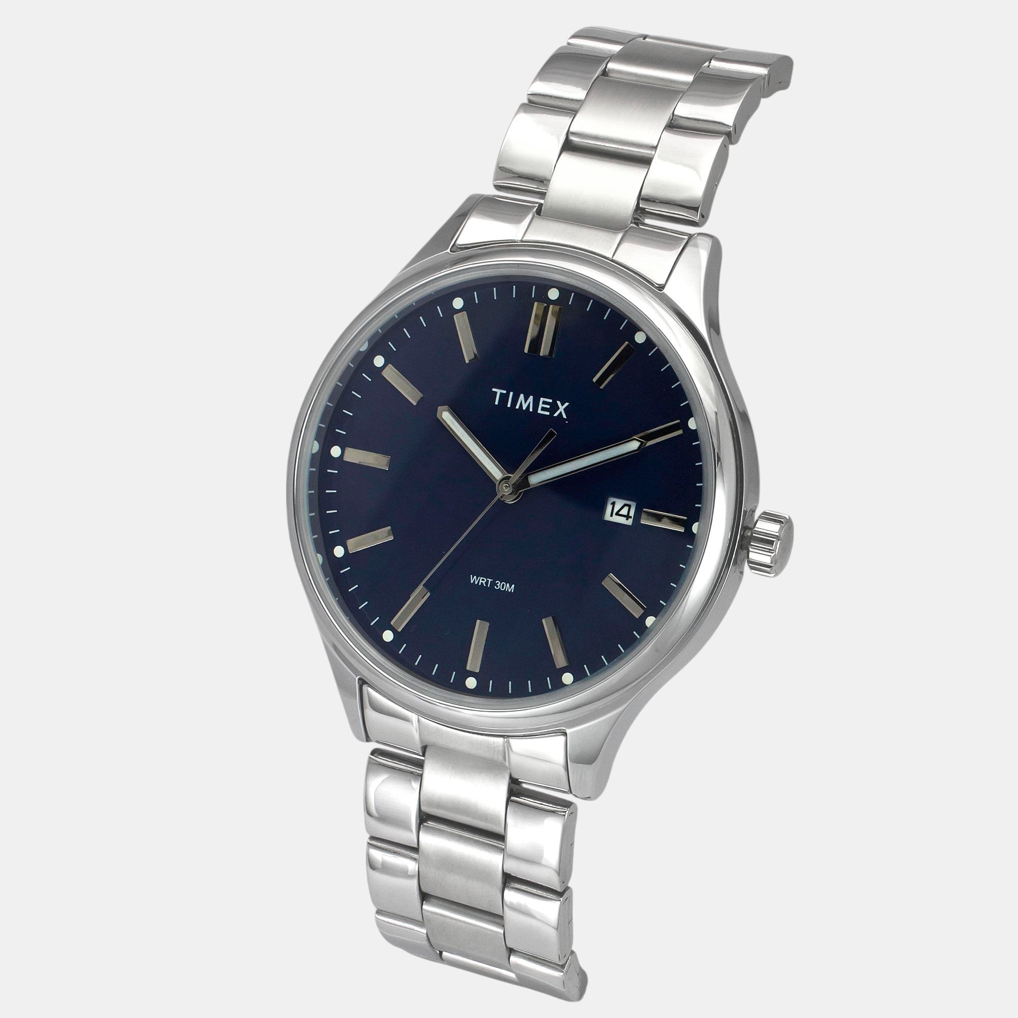 Fashion Men Quartz Dark Blue Dial Analog Stainless Steel Watch TWEG18429