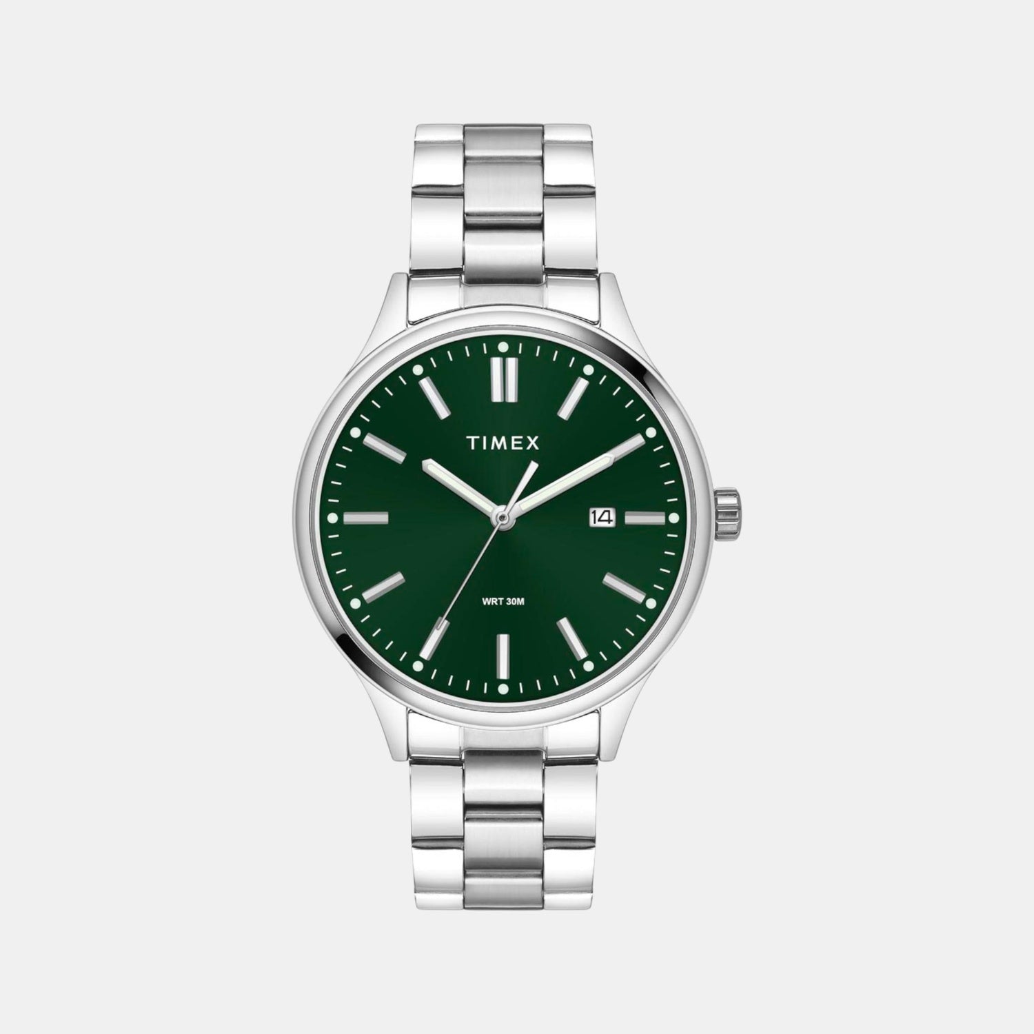 Fashion Men Quartz Green Dial Analog Stainless Steel Watch TWEG18432