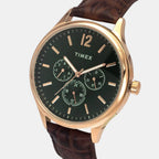 Trendline Men Quartz Green Dial Multi-Function Leather Watch TWEG18434