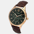 Fashion Men Quartz Green Dial Multi-Function Leather Watch TWEG18434