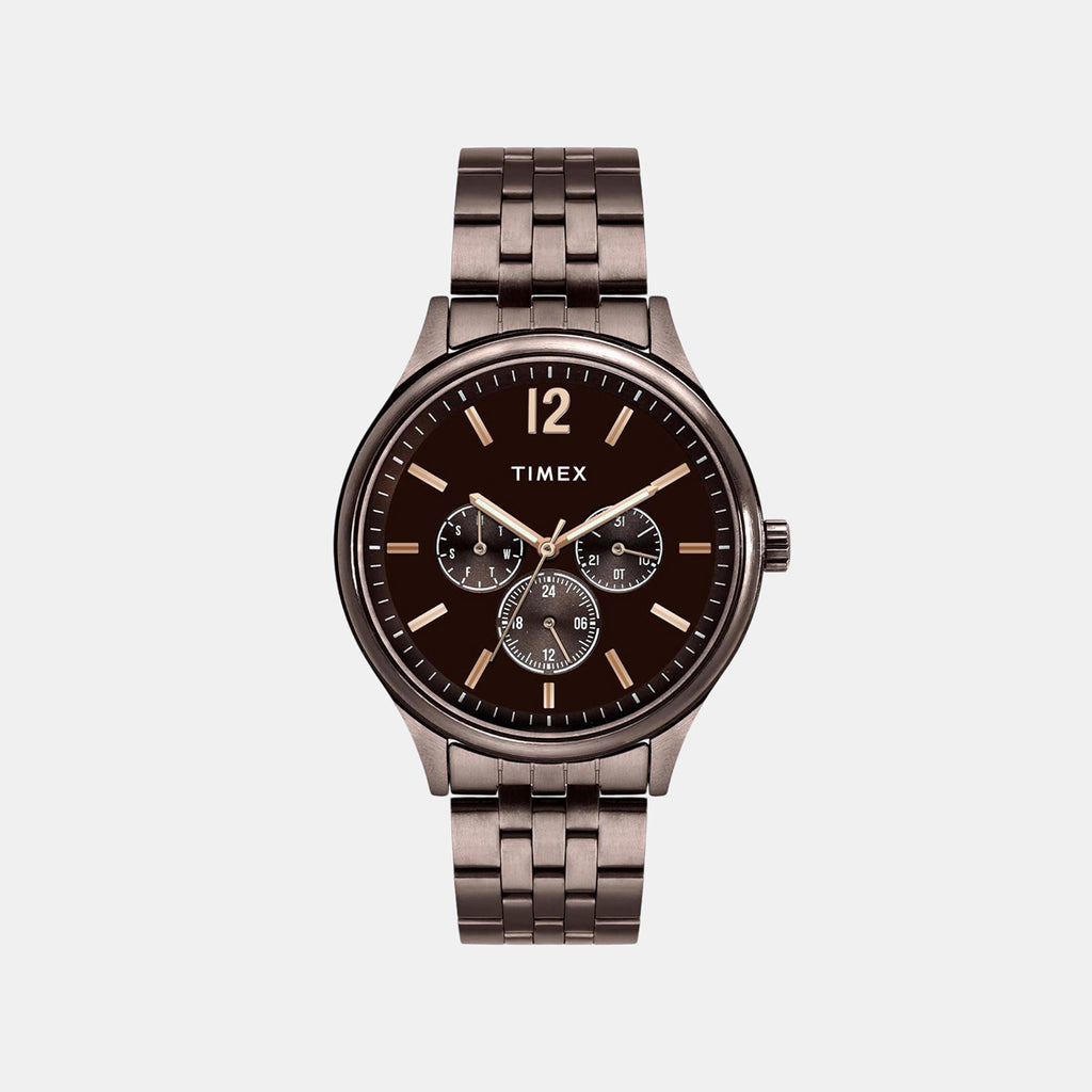 Trendline Men Quartz Brown Dial Multi-Function Stainless Steel Watch TWEG18436