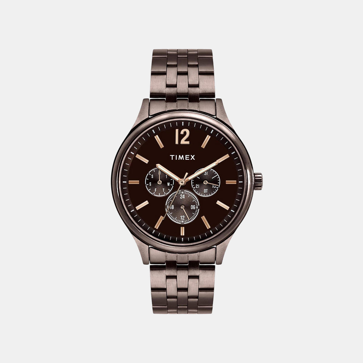 Trendline Men Quartz Brown Dial Multi-Function Stainless Steel Watch TWEG18436