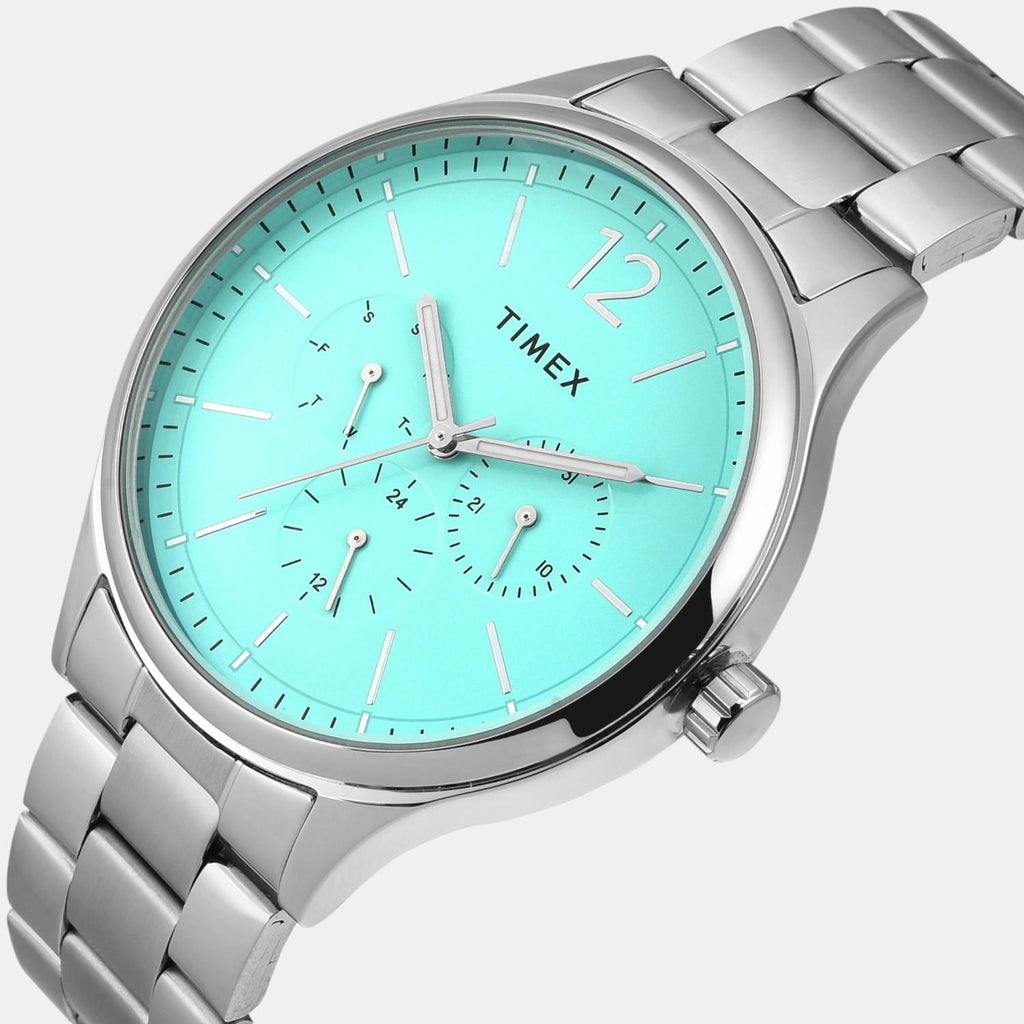 Fashion Men Quartz Tiffany Blue Dial Multi-Function Stainless Steel Watch TWEG18438