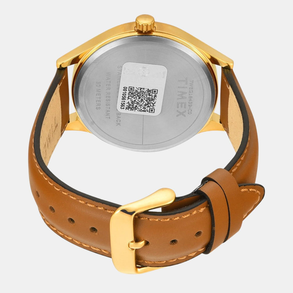 Fashion Men Quartz Champagne Dial Multi-Function Leather Watch TWEG18439