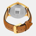 Fashion Men Quartz Champagne Dial Multi-Function Leather Watch TWEG18439