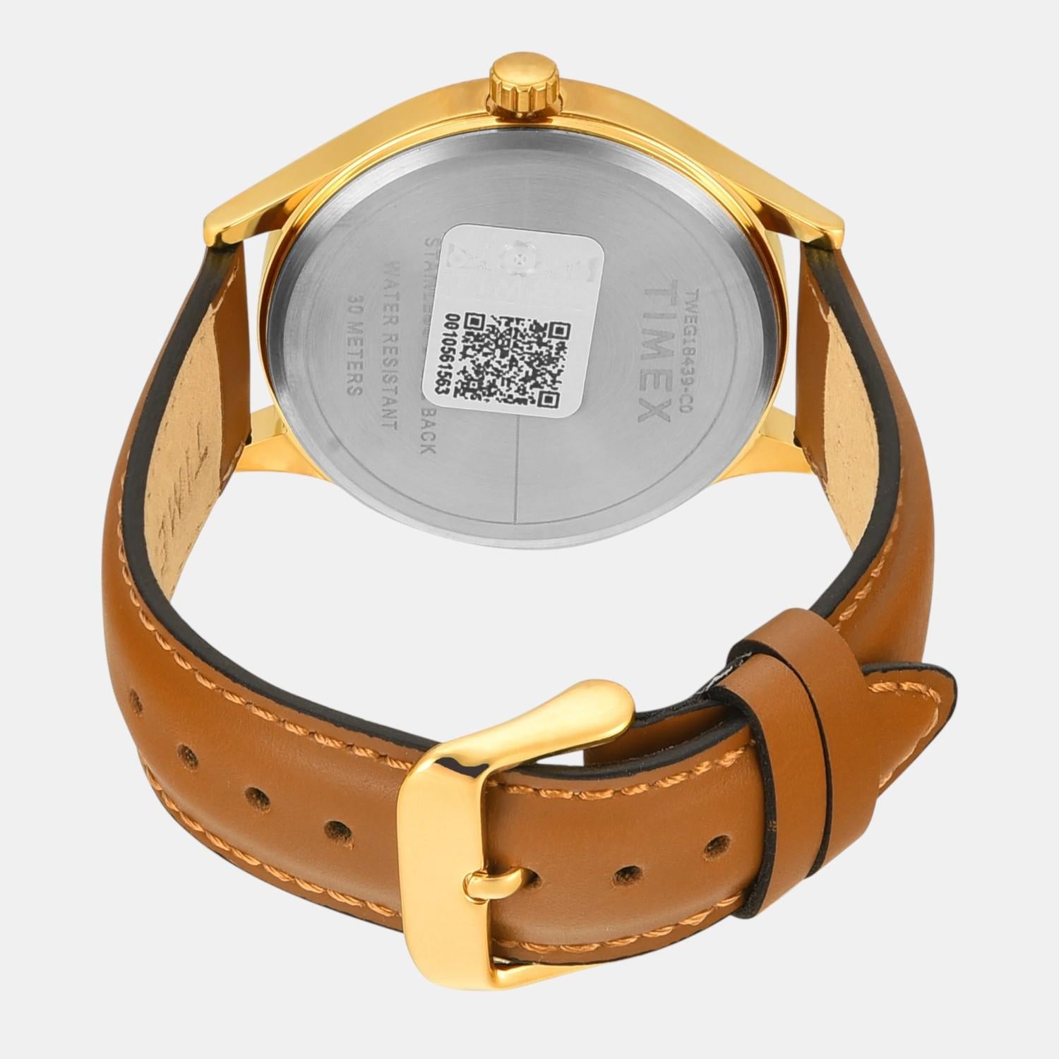 Fashion Men Quartz Champagne Dial Multi-Function Leather Watch TWEG18439