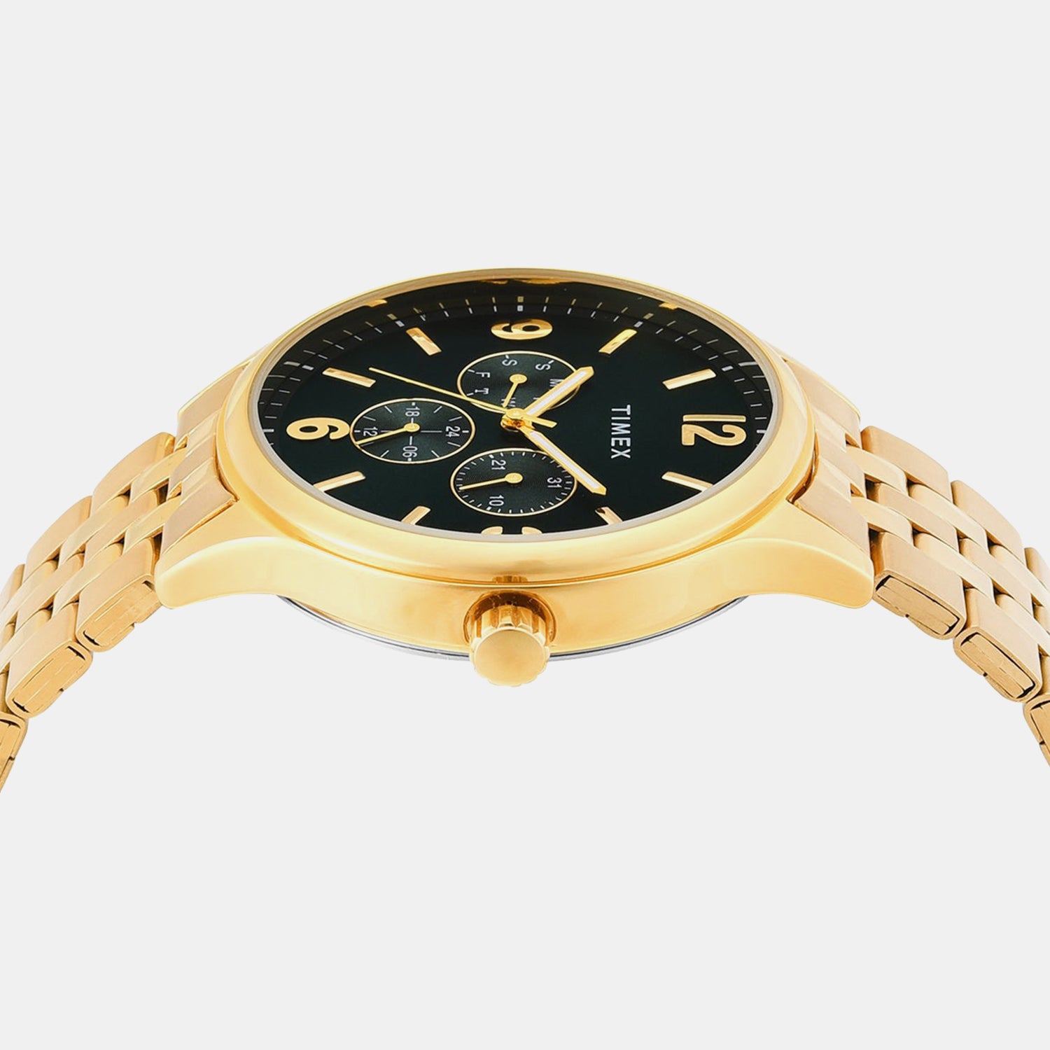 Fashion Men Quartz Green Dial Multi-Function Stainless Steel Watch TWEG18440
