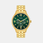 Fashion Men Quartz Green Dial Multi-Function Stainless Steel Watch TWEG18440