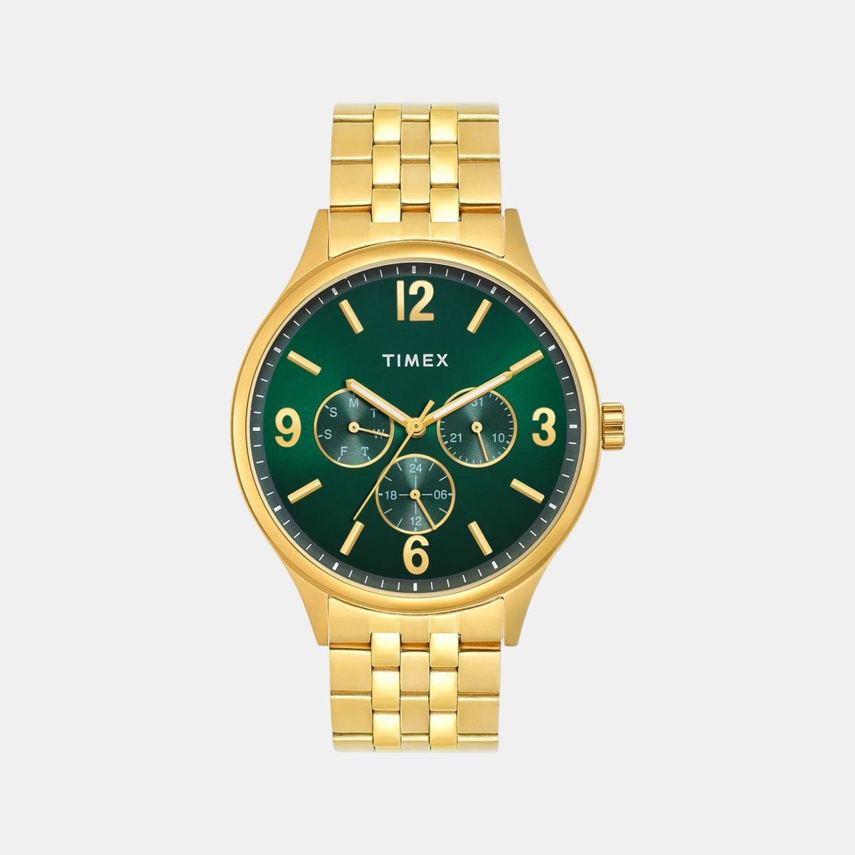 Trendline Men Quartz Green Dial Multi-Function Stainless Steel Watch TWEG18440
