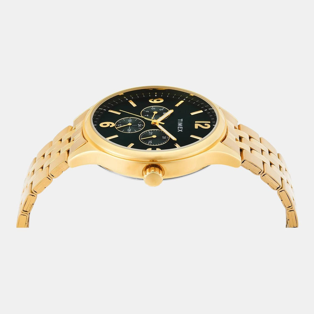 Fashion Men Quartz Green Dial Multi-Function Stainless Steel Watch TWEG18440