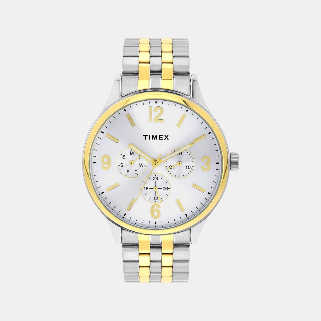 Fashion Men Quartz Silver Dial Multi-Function Stainless Steel Watch TWEG18441