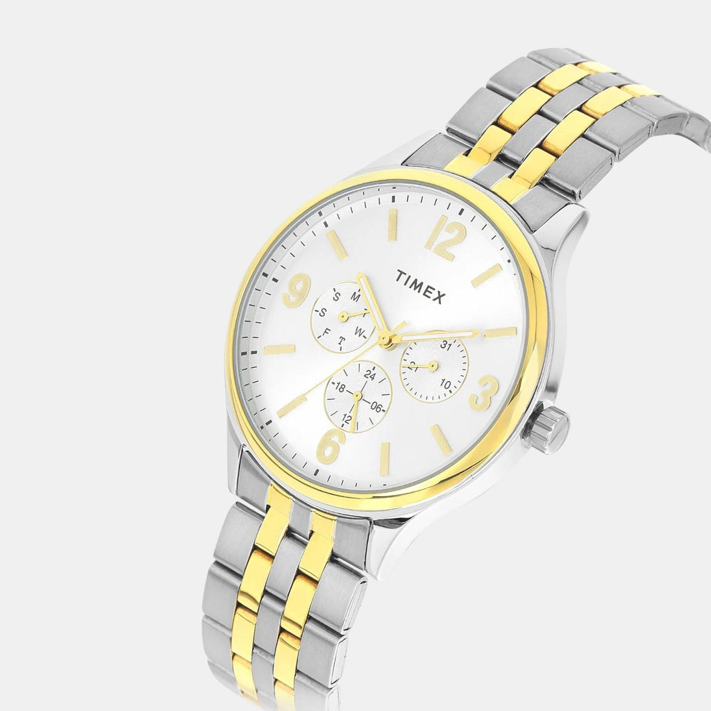 Fashion Men Quartz Silver Dial Multi-Function Stainless Steel Watch TWEG18441