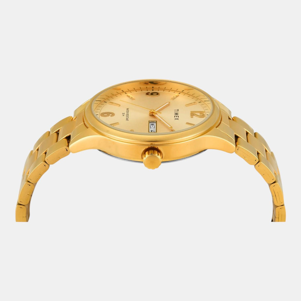 Fashion Men Quartz Champagne Dial Analog Stainless Steel Watch TWEG18444