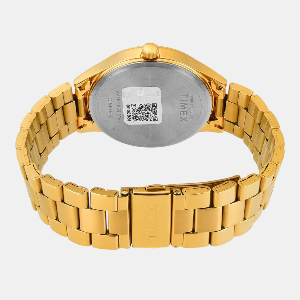 Fashion Men Quartz Champagne Dial Analog Stainless Steel Watch TWEG18444